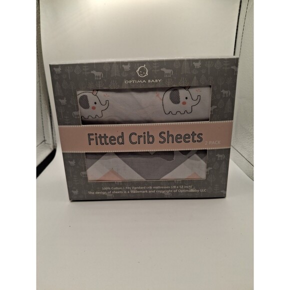 Optima Baby Fitted Crib Sheets 2 pack 28 x 52 x x 8 inch - Picture 1 of 6